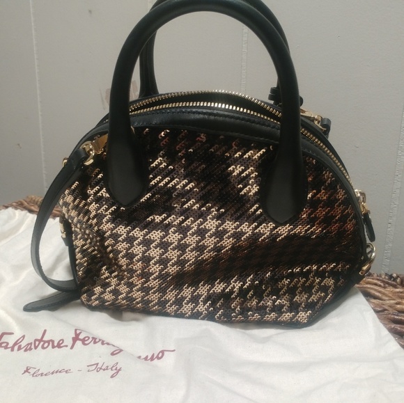 ❌SOLD❌Ferragamo Mini Fiamma Sequin Satchel - Picture 3 of 8